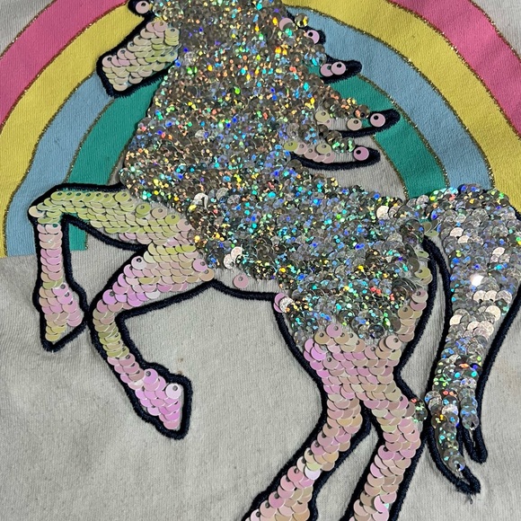 Girls Rainbow Unicorn sequin long sleeve T-shirt - Picture 3 of 6